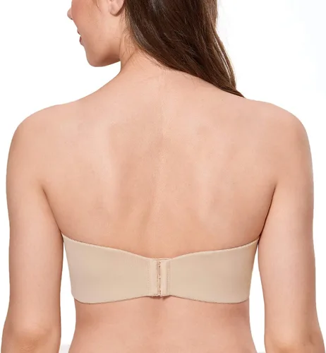 Vista 2 de CALVENA Sujetador sin tirantes para mujer, sin forro, con aros, minimizador de talla grande, sin costuras, brasier bandeau para busto grande