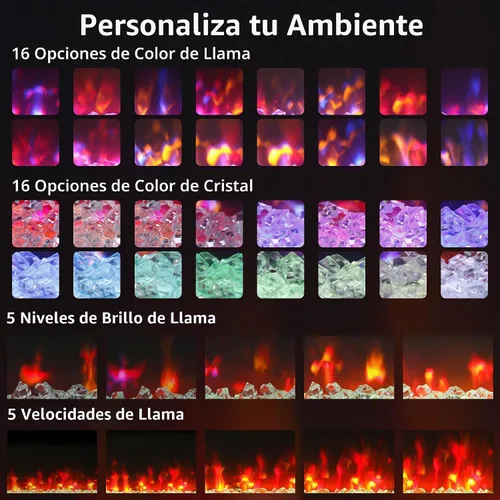 Vista 4 de Soporte de TV con chimenea de 60 pulgadas con chimenea eléctrica inteligente 50, aplicación y control de voz, centro de entretenimiento de mármol