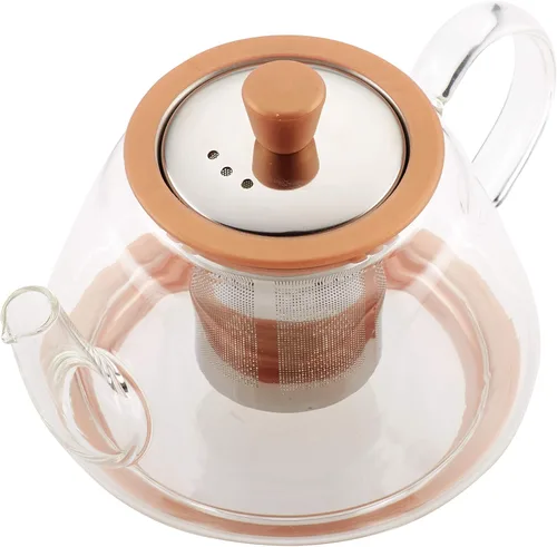 Vista 3 de BonJour Tetera de borosilicato de cobre, 1 pieza, vidrio con detalles metálicos