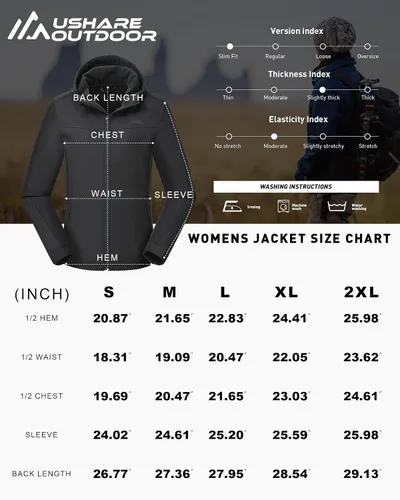 Vista 6 de Chaqueta Softshell con forro polar para mujer, impermeable, con capucha, ligera, para senderismo