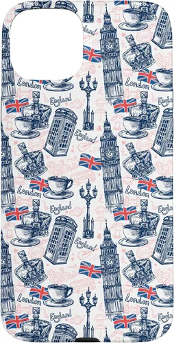 Vista 9 de Funda para iPhone 16 London con Big Ben, Booth, Union Jack, funda de té inglés