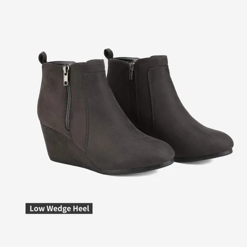 Vista 3 de DREAM PAIRS Botines de cuña baja de gamuza para mujer