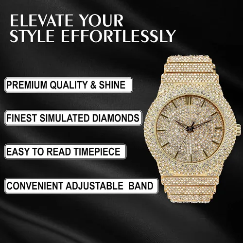 Vista 3 de ICE STAR Reloj de diamantes completamente incrustado para hombre, caja de 46mm