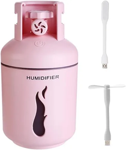 Vista 10 de TTPP Humidificador 3 en 1 con luz nocturna pequeño ventilador 10.1 fl oz portátil mini coche USB humidificador para el hogar coche dormitorio Azul