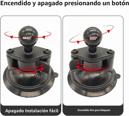 Vista 4 de Base de ventosa de montaje con ventosa con bola de 1" para parabrisas de vehículos