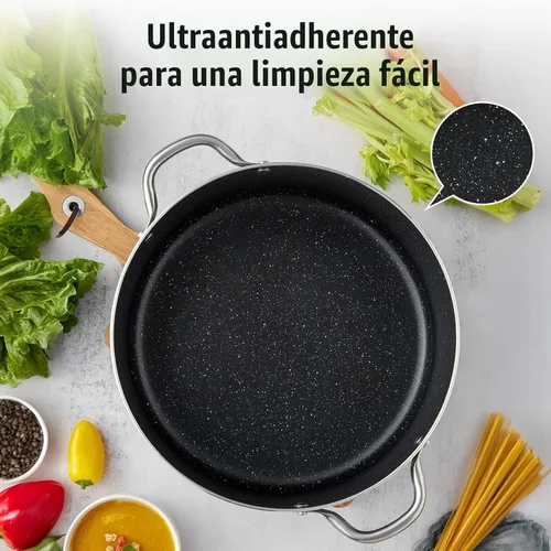 Vista 3 de BEZIA - Olla antiadherente de 6 cuartos con tapa, compatible con inducción