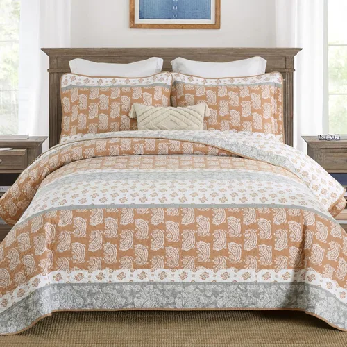 Vista 23 de Edredones Amarillos Tamaño Queen, Juego de Ropa de Cama de Algodón, Edredón Amarillo Gris Blanco, Ropa de Cama Rayada Tamaño Queen, Edredón de Lujo