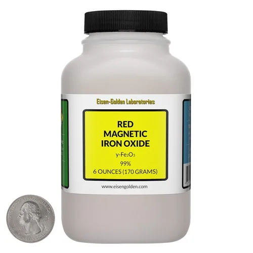 Vista 14 de Óxido de hierro magnético rojo [y-Fe2O3] 99% USP polvo de grado alimenticio 12 onzas en 4 botellas