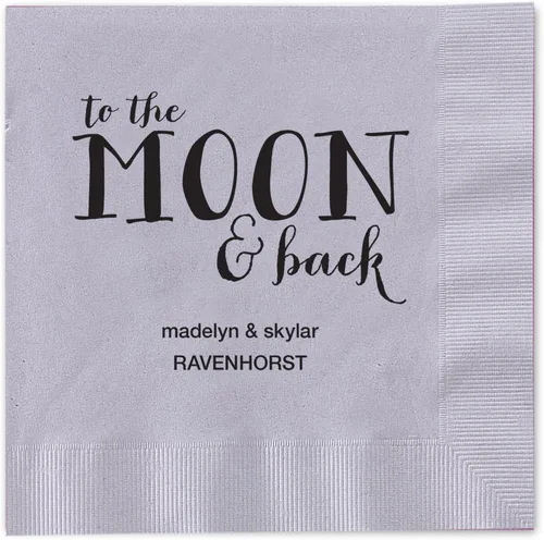 Vista 3 de Moon And Back - Servilletas de cena personalizadas, 100 servilletas negras de papel de 3 capas con elección de papel de aluminio/servilletas