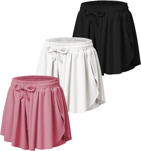 Vista 6 de Pantalones cortos fluidos con diseño de mariposa para niñas, pantalones cortos deportivos para niños pequeños y jóvenes con forro 2 en 1