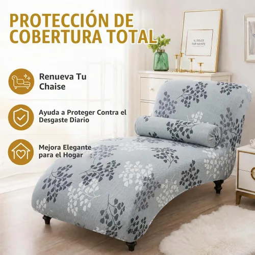 Vista 5 de Funda Impresa para Chaise Lounge sin Brazos Interior Funda Elástica para Silla para Sala de Estar Dormitorio Funda Elástica sin Brazos para Chaise