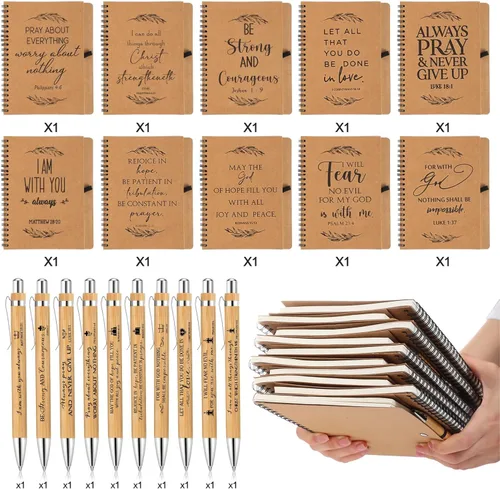 Vista 4 de Kosiz Juego de 20 unidades / 10 unidades de regalo cristiano para el Día de la Madre, cuaderno en espiral A5 a granel de 5.5 x 8.3 pulgadas, diario