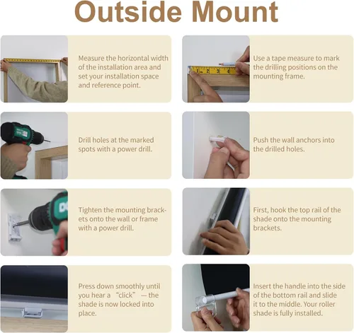 Vista 6 de MYshade Persianas Enrollables Opacas sin Cordón, Oscurecimiento de Habitación con Parada Libre, Persianas Enrollables para Ventanas, Persiana