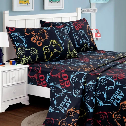 Vista 17 de Chezmoi Collection Juego de sábanas de 3 piezas para niños y adolescentes, microfibra suave, color blanco y negro, estampado de corazones de panda