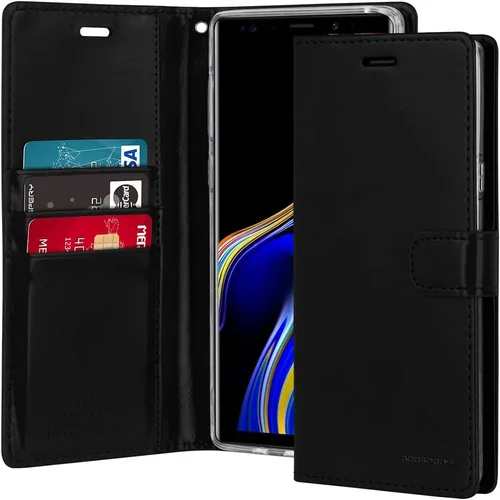 Vista 32 de GOOSPERY Funda Blue Moon para Galaxy S21 de 6.2 pulgadas (2021), soporte de piel sintética premium con soporte para tarjetas (negro)