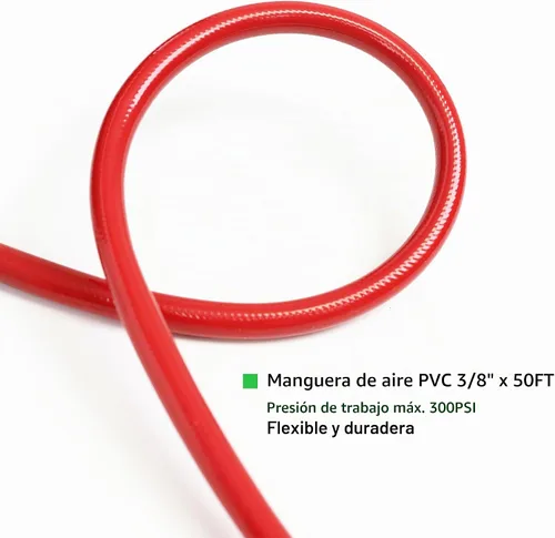 Vista 4 de DYNAMIC POWER Manguera de compresor de aire de PVC de 3/8 pulgadas x 50 pies con kit de accesorios para compresor de aire de 10 piezas