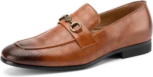 Vista 13 de JITAI Zapatos Penny de cuero con puntera de mocasín para hombre Negro/01