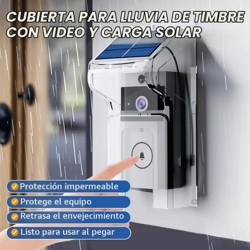 Vista 2 de Soporte de timbre de anillo con cargador solar, cubierta impermeable para timbre de puerta compatible con Ring & Blink Protector ajustable con panel