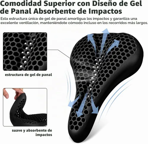 Vista 2 de DAWAY - Funda cómoda para asiento de bicicleta - Cojín acolchado de gel de silicona y espuma viscoelástica para asiento de bicicleta para hombres