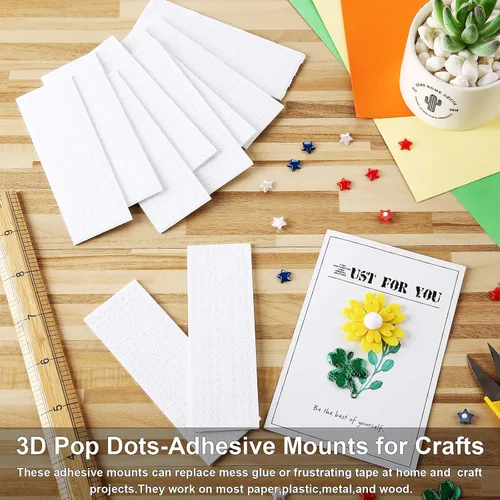 Vista 6 de Outus 2400 piezas de puntos de espuma de doble adhesivo 3D cintas adhesivas de puntos para manualidades, arte o suministros de oficina, 12 hojas