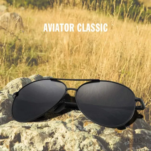 Vista 7 de Cyxus Lentes de sol de aviador para hombre, polarizados, protección UV400, lentes de sol militares piloto de moda para conducir senderismo 1489