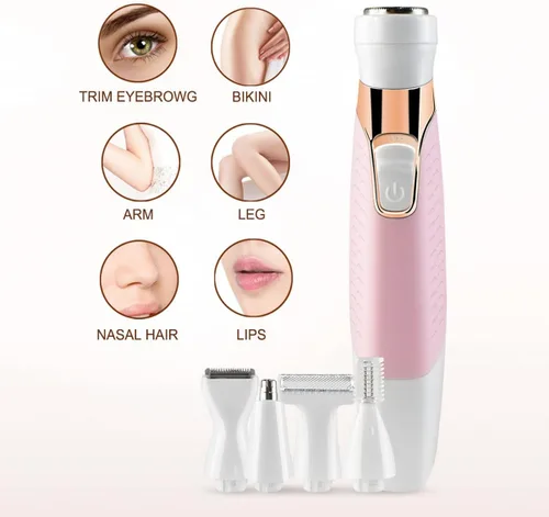 Vista 3 de Maquinillas de afeitar eléctricas para mujeres, removedor de vello facial para mujeres, cara, cejas, nariz, piernas, púbico, bikini, recortador