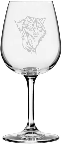 Vista 53 de Copa de vino de 12.75 onzas con temática de gato abisinio grabada para todo uso