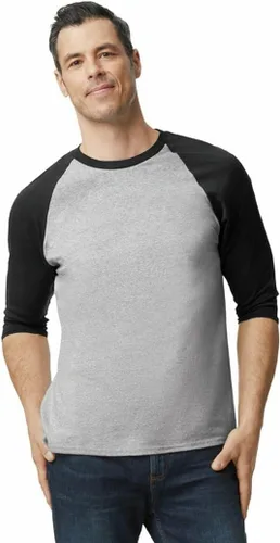 Vista 2 de Gildan Camiseta raglán 34 de algodón pesado para adultos, estilo G5700, paquete de 2