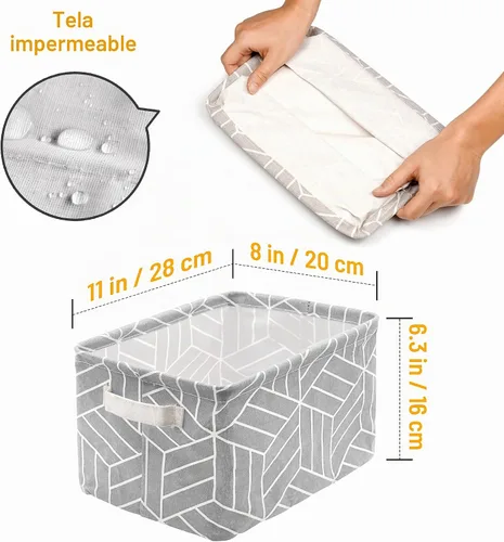 Vista 2 de CROWNED 6 cestas de almacenamiento plegables de tela, caja pequeña Gris