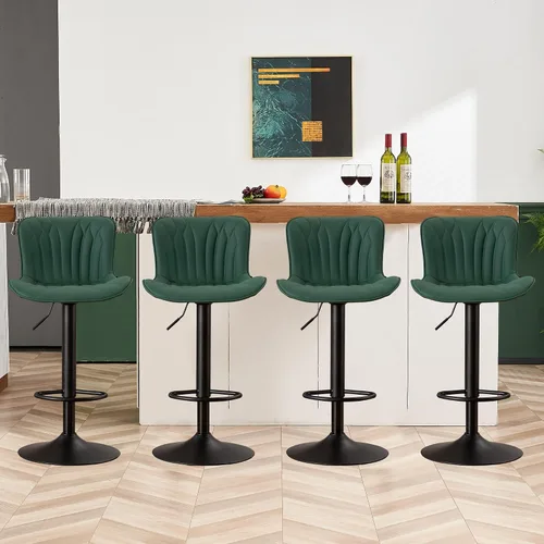 Vista 28 de YOUNIKE Juego de 2 taburetes de bar marrones modernos giratorios de altura de mostrador con respaldo alto ajustable para cocina, taburetes de bar
