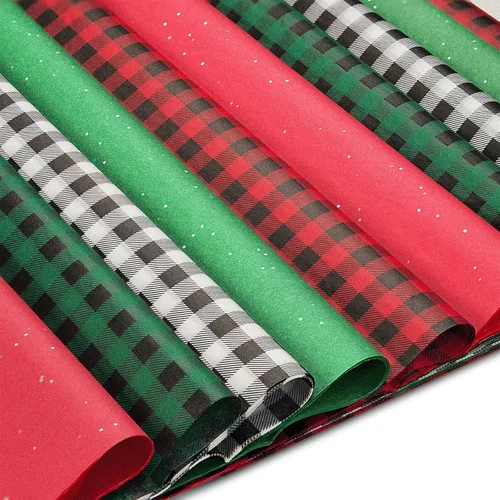Vista 9 de PAPER FAIR HoHoHo - Juego de 100 hojas de papel de seda de regalo verde vintage dorado y plateado, papel de seda de copo de nieve HoHoHo, para caja