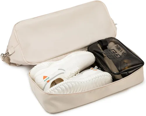 Vista 3 de Kinmac Bolsa de viaje de viaje, bolsa de mano para deportes de fin de semana para el gimnasio (beige)