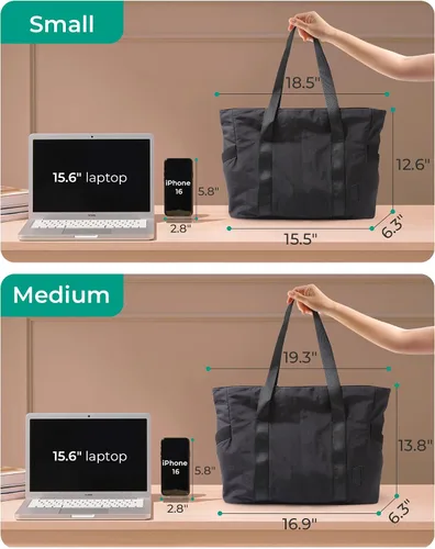 Vista 3 de BAGSMART Bolsa de mano para mujer, bolsa de mano con cremallera, bolsa de trabajo con compartimentos, bolsa de hombro para enfermera, para viajes