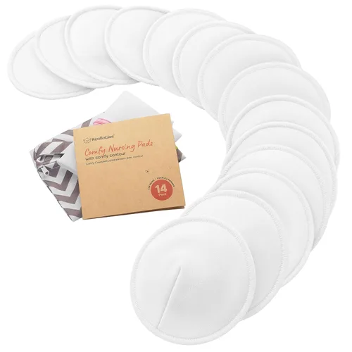 Vista 19 de Almohadillas de lactancia de viscosa de bambú orgánico, 8 almohadillas lavables para lactancia materna, bolsa de lavado, reutilizables