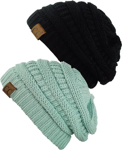 Vista 4 de Gorro a la moda de tejido suave abultado, cálido y elástico de C.C