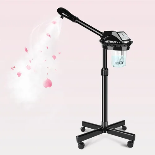 Vista 9 de Vaporizador facial profesional, vaporizador facial 2 en 1 con lámpara de aumento 5X para limpieza profunda e hidratación, vaporizador facial sobre
