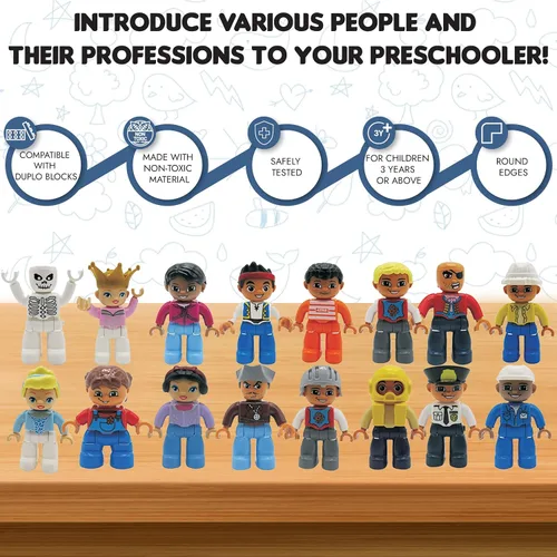 Vista 4 de Kids Toys Figuras de personas para niños, juguetes preescolares, bloques de construcción para niños, compatible con las principales marcas