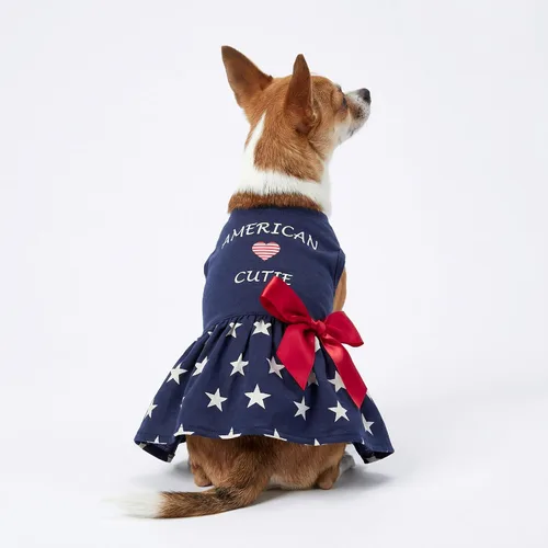 Vista 4 de Fitwarm Ropa de perro 100% algodón American Cutie para el 4 de julio, ropa para perros del Día de los Caídos, vestidos patrióticos, vestido de Cutie