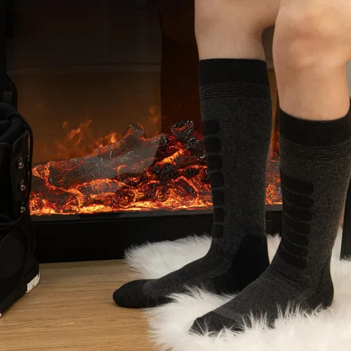 Vista 7 de KEECOW Calcetines de esquí de lana merino para hombres y mujeres, 2 pares, calcetines térmicos cálidos para invierno, snowboard, caza al aire libre