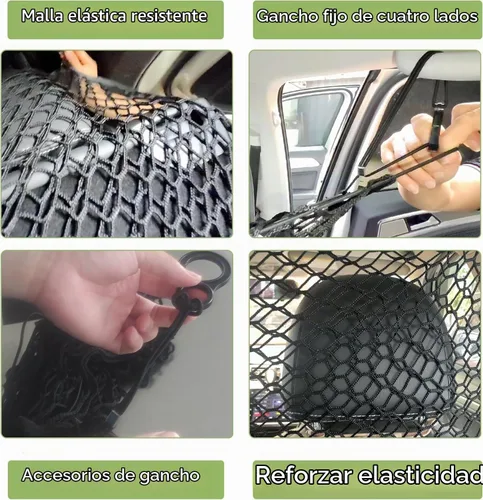 Vista 5 de Red de barrera para perros y automóviles, red de equipaje elástica para equipaje (47.24 x 33.85 pulgadas), red de seguridad de doble capa