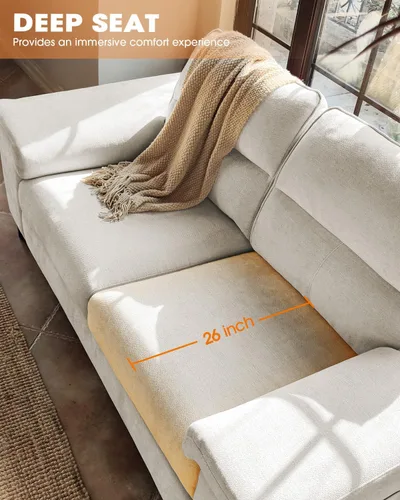 Vista 4 de Upvilla Sofá moderno de 71.25 pulgadas para sala de estar, sofás de asiento profundo con cojín de 8 pulgadas, cómodo sofá de amor de felpilla de 2