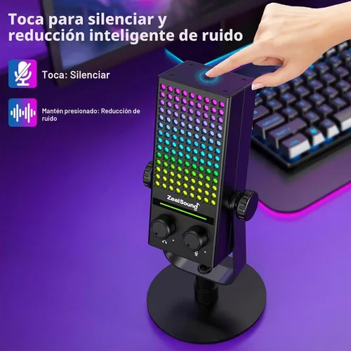 Vista 4 de ZealSound Micrófono para juegos para Xbox, micrófono USB para PC, Mac, iPhone y Android, reducción de ruido, silencio de un solo toque, control