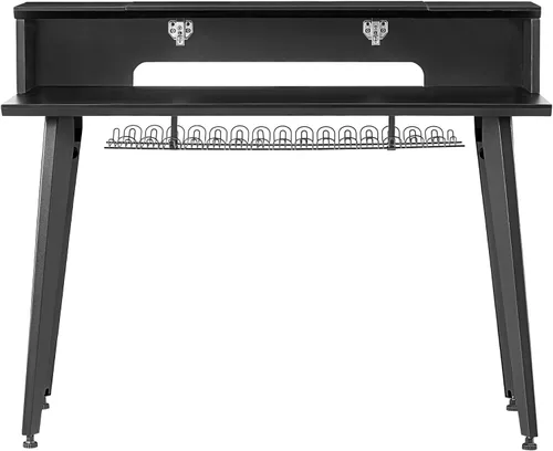 Vista 9 de Gator Frameworks Elite Series - Escritorio con teclado de 61 notas con diseño abatible y paso de cable trasero, acabado negro (GFW-ELITEKEYTBL61-BLK)