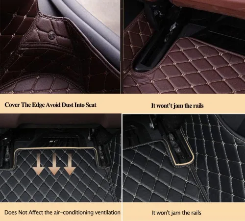 Vista 4 de Alfombrilla de cuero XPE de lujo de ajuste personalizado para SsangYong Korando (negro con costuras negras)