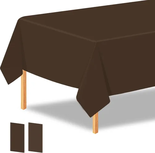 Vista 21 de 2 manteles de plástico color beige, 54 x 108 pulgadas, rectangular, desechables, para cumpleaños, bodas, pícnic, fiestas de vacaciones