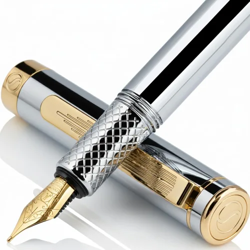 Vista 25 de Scriveiner Pluma Estilográfica EDC de Lujo (Mediana), Impresionante Pluma de Bolsillo Negra de Lujo, Chapado en Oro Real, Plumín Dorado Schmidt 1.