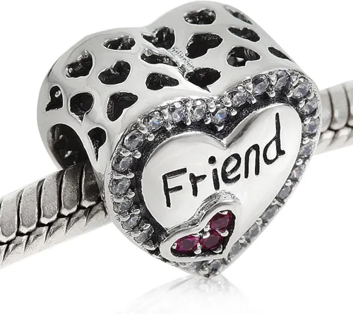 Vista 3 de Abalorio de plata de ley 925 con forma de corazón para pulsera Pandora