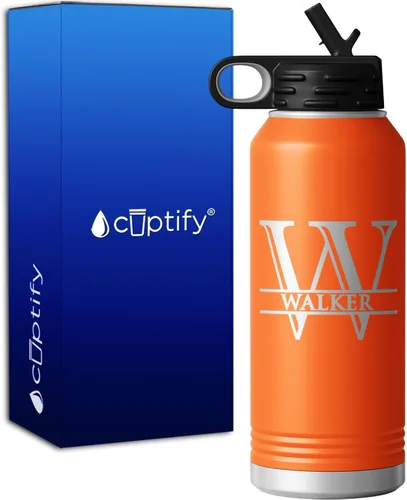 Vista 75 de Vaso personalizado de regalo de cumpleaños para mujeres y hombres, con monograma de escritura dividida, inicial y nombre grabado en negro, taza