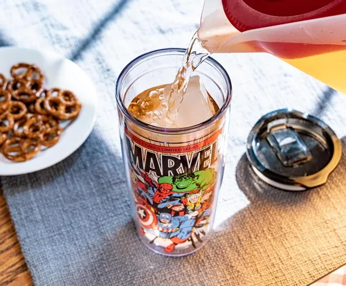 Vista 7 de Silver Buffalo Marvel Avengers Taza de viaje con diseño de Spider-Man, Capitán América, Thor, Hulk e Iron Man, de doble pared, con tapa de cierre