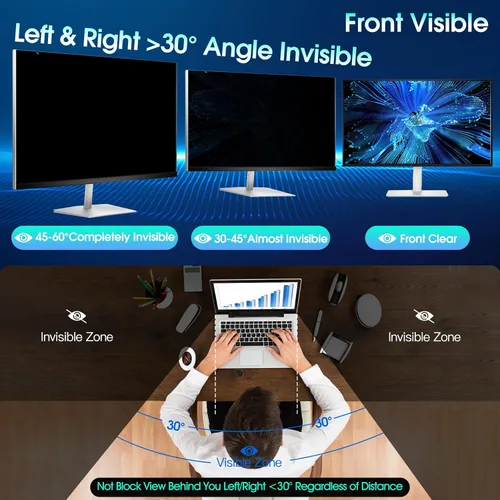 Vista 3 de YAKAI Paquete de 2 filtros de pantalla de privacidad para computadora de 24 pulgadas para monitor de pantalla ancha de relación de aspecto 16:9